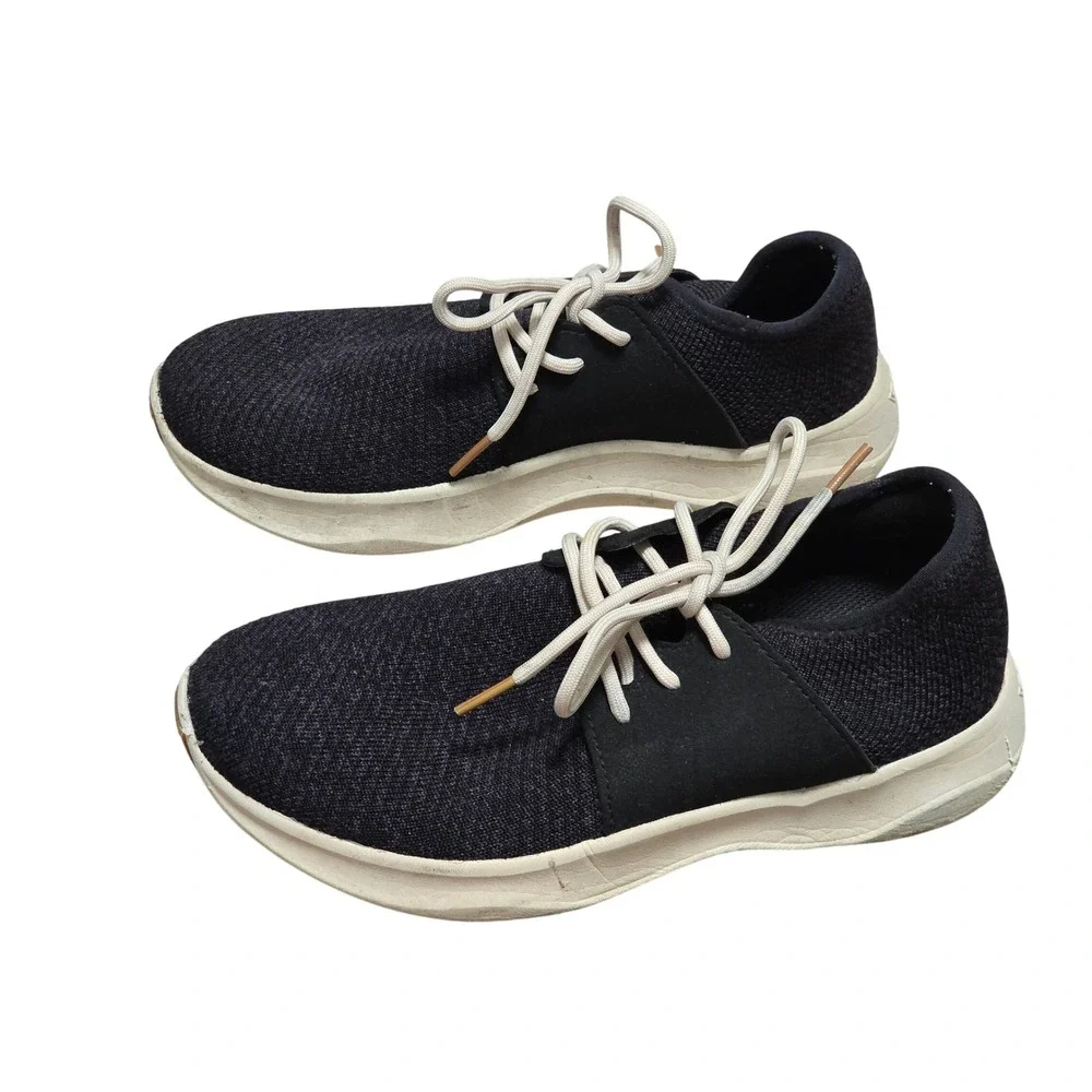Vessi Everyday Sneakers Black White Knit Lace Up Womens 7 Low Top